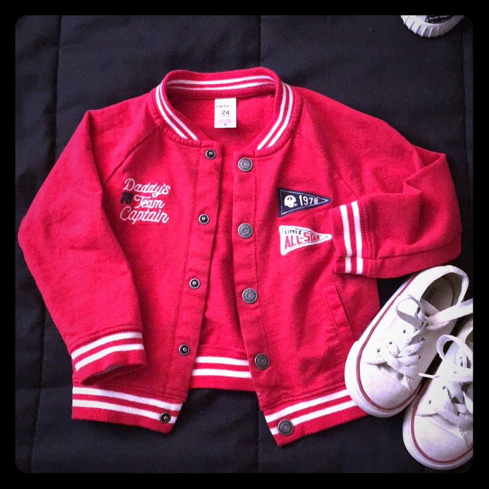 Red letterman style light jacket❤️